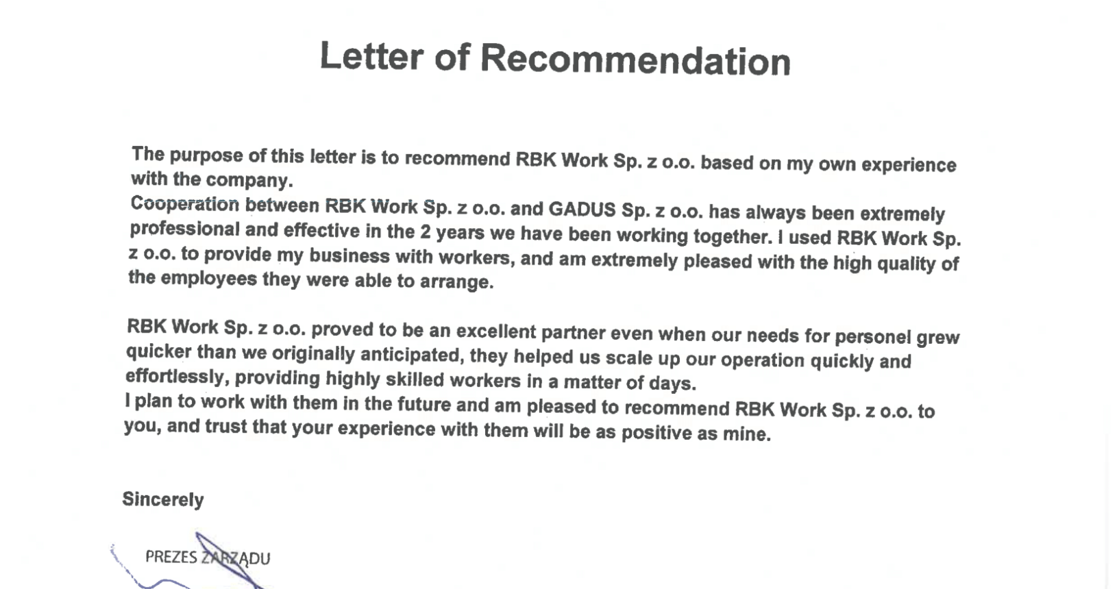 recommendation letter